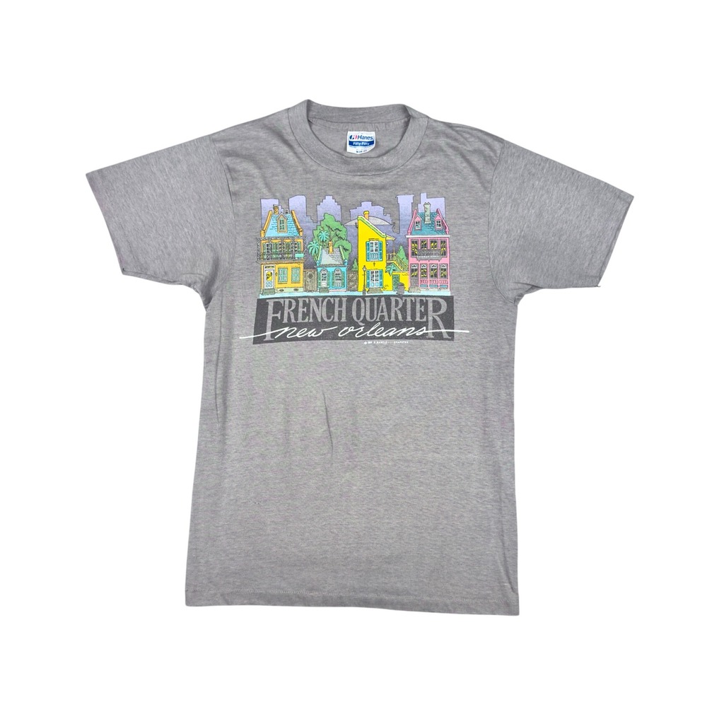 Vtg 80s French Quarter New Orleans T-Shirt Men's S Hanes 50/50 USA Graphic Tee